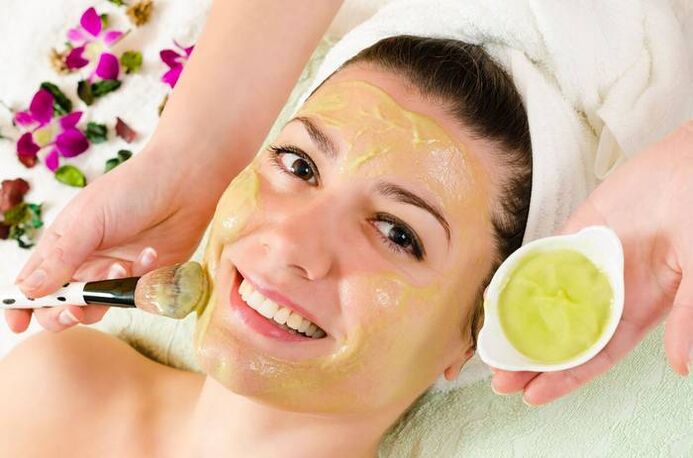 Homemade anti-aging mask with essential oils in the ingredients